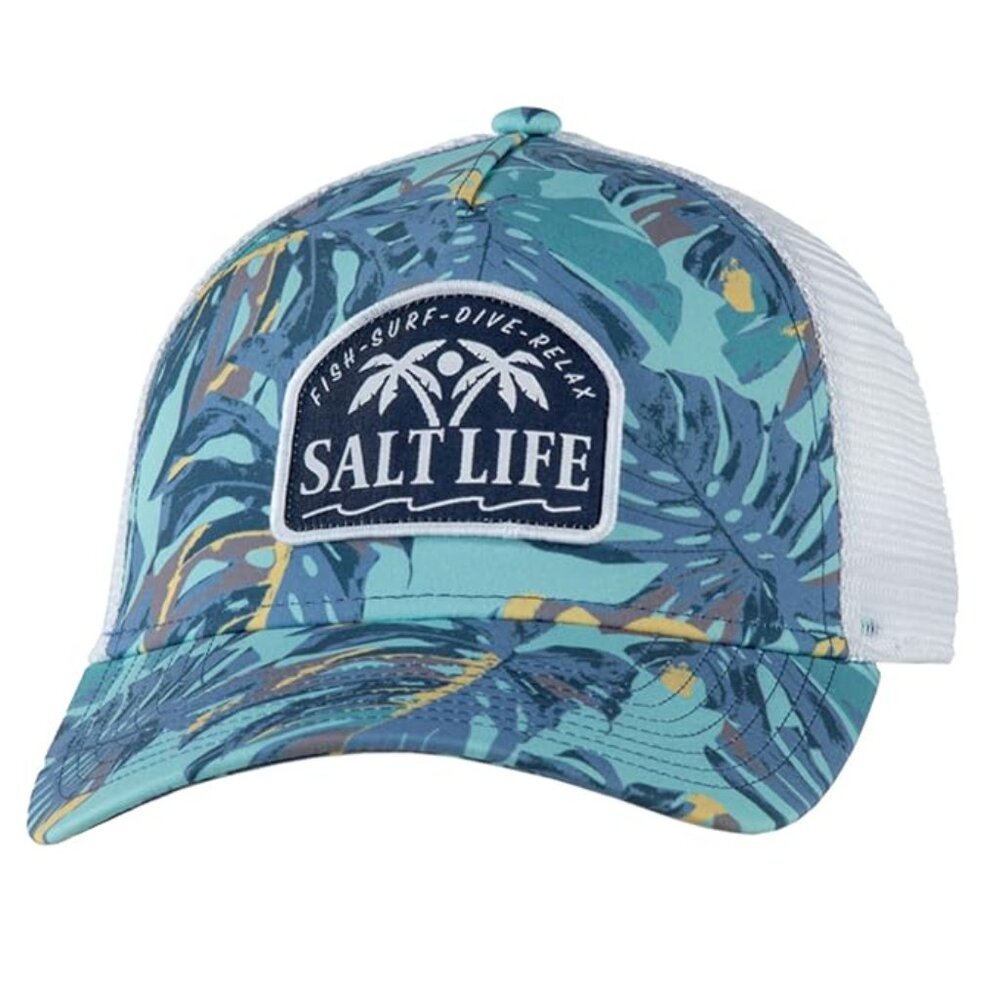 SALT LIFE "Fish-Surf-Dive-Relax" Trucker Snapback Adjustable Hat - NEW